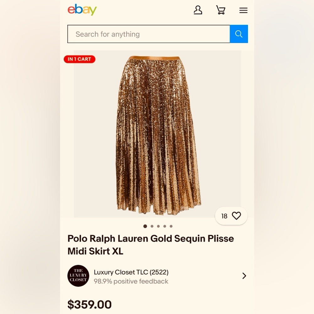 Stunning New Ralph Lauren Gold Pleated Sequined Midi Skirt - Picture 6 of 6